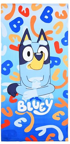 Volcano Strandtuch für Kinder Bluey, Strandtuch, 70 x 140 cm, Cartoon-Motiv