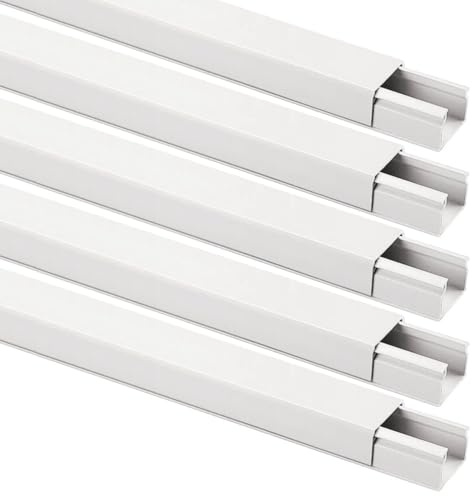 10 metri Mini canalina 12x7mm, lunghezza 10 metri, 5 canaline da 2mt, autoadesiva, colore bianco, impianto elettrico a parete fuori muro, cavi elettrici, passacavi, PVC, coperchio avvolgente