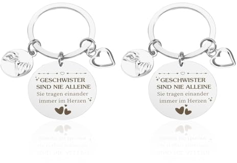2 Bruder- Und Schwester-Schlüsselanhänger Aus Edelstahl, Geschenke Von Meiner Schwester An Meinen Bruder, Gedenk-Schlüsselanhänger, E.
