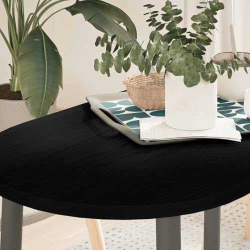 QJBSAVVA Tischplatte aus massivem Eichenholz Dunkelbraun 100x50x2 cm oval fein geschliffen langlebige Arbeitsplatte für Couchtisch Stehtisch im Wohnzimmer Büro Balkon und Garten