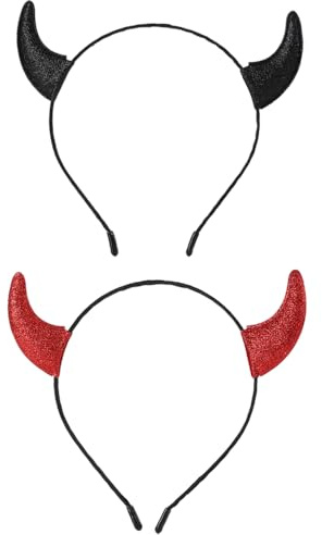 YFTRFR 2 Stück Halloween Teufelshörner Haarreif mit Hörnern Karneval Teufel Kostüm Damen Halloween Kostüm Deko Accessoires für Fasching Karneval Party Cos play Carnival Costumes and Accessories