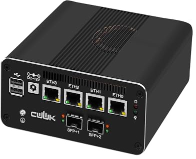 CWWK N150 Mini PC Firewall Appliance (Upgrade von N100), Mini Computer mit 2×10GbE SFP+ und 4×2.5GbE LAN, S3 OPNsense Barebone ohne RAM/SSD/OS, USB-C, TF, SIM, AES-NI