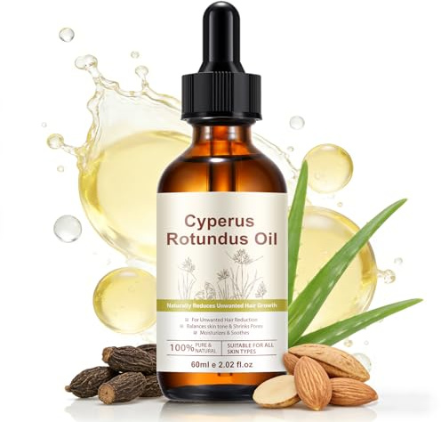 Cyperus Rotundus Oil, Cyperus Rotundus Oil for Hair Removal, Reduces Unwanted Hair Growth, Moisturizing & Soothing, Natural Inhibitor to Reduce Body Hair Growth, Shrink Pores (60ml (Pack of 1))