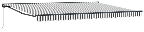 vidaXL Manuell einziehbare Markise Anthrazit und Weiß 5 x 3,5 m, Garten und Terrasse, rechteckige, Moderne, ausziehbare Markise, Perfekter Sonnenschutz, platzsparend, Polyesterstoff