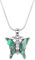 Falari Butterfly Pendant Necklace Green Abalone Rhodium High Polished J0656