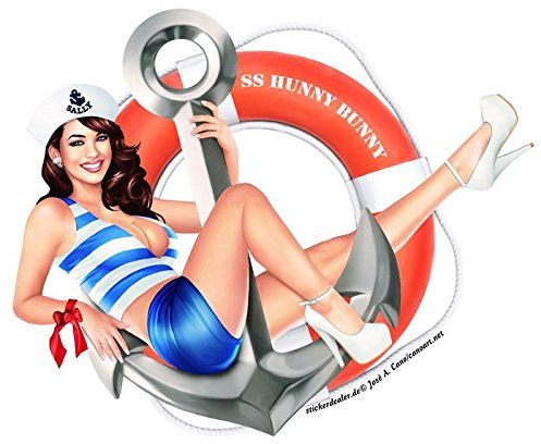 Pinup Aufkleber Sailor Girl Sticker Retro Vintage Noise Art Style ca. 12x10 cm Flugzeug Army Marine Autoaufkleber