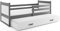 Interbeds Funktionsbett Schubladenbett RICO 200x90cm Farbe: Grau; mit Lattenroste und Matratzen (grau + weiβ)