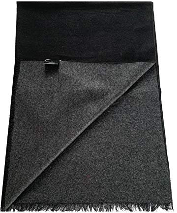 PB Pietro Baldini Seidenschal für Damen und Herren - Bicolor Winterschal für Herbst und Winter - Schal aus 100% Seide - 30 x 180 cm - Grau Schwarz