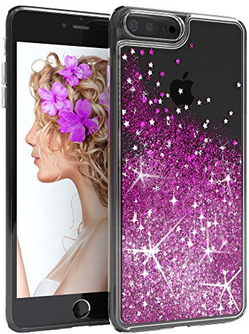 EAZY CASE Hülle kompatibel mit iPhone 7 Plus / 8 Plus Schutzhülle Silikon, Ultra dünn, Slimcover, Handyhülle, Silikonhülle, Backcover, Durchsichtig, Klar Violett