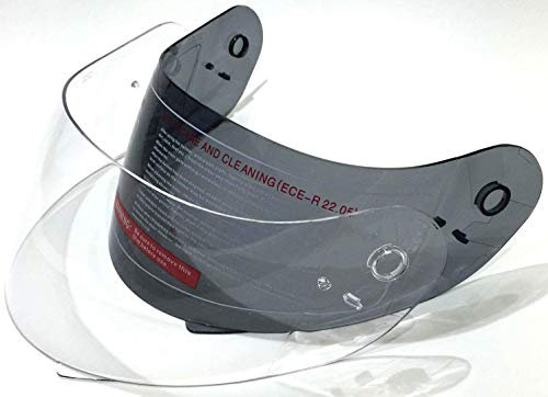 REPLACEMENT CLEAR AND DARK SMOKED TINTED VISOR FULL FACE MOTORCYCLE MOTORBIKE CRASH VISOR FOR VCAN V158 HELMET (Clear)