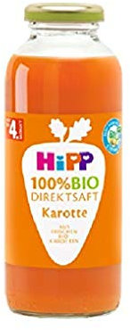 HiPP 100% Direktsaft Karotte (6 x 330 ml), ab 5. Monat, aus frischen Gemüsen direkt gepresst, reich an Vitamin C, ohne Zuckerzusatz, in bester Bio-Qualität