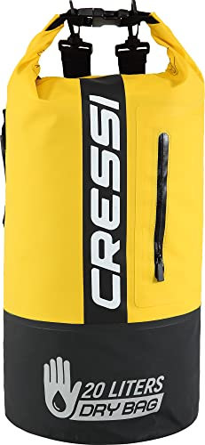 Cressi Unisex – Erwachsene Dry Bag Premium 20LT Bicolor Wasserdichte Tasche/Rucksack für sportliche Aktivitäten, Schwarz/Gelb, 20 LT