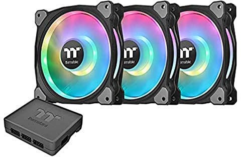 Thermaltake Riing Duo 140mm 16.8 Million RGB Color (Alexa, Razer Chroma) Software Enabled 2 Light Rings 18 Addressable LED 9 Blades Hydraulic Bearing Case/Radiator Fan, 3 Pack, CL-F078-PL14SW-A