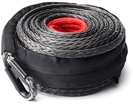 BUNKER INDUST Synthetic Winch Rope 3/8 x 85', 25000 Ibs Winch Cable Line with Protective Sleeve for 4WD Off Road Jeep ATV UTV SUV Truck Boat,1 Pcs Black Winch Rope Extension