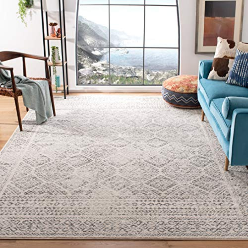 SAFAVIEH Area Rug 12x15 - Tulum Collection - Large - Ivory & Grey, Moroccan Boho Distressed Design, Non-Shedding & Easy to Clean, Ideal for Living Room, Bedroom, Dining Space (TUL264A)