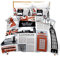 Loussiesd London Bettwäsche Set 135x200 cm 80x80 cm für Kinder Jugendlich UK Unter dem Motto Bettwäscheset The Big Ben Muster Trösterbezug Telefonzelle Tagesdecke mit 1 Kissenbezug Einzelbett