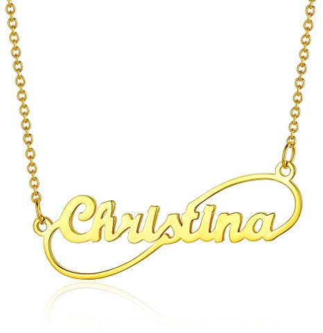 Custom4U Name on Gold Necklace Personalized Pendant Necklaces for Women Name Chains