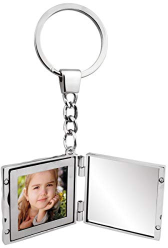SILBERKANNE Schlüsselanhänger Quadratisch mit Fotorahmen und Spiegel 11,5x4x1 cm Premium Silber Plated edel versilbert in Top Verarbeitung. Fertig zum verschenken mit schicker Geschenkverpackung