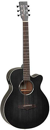 Tanglewood Blackbird Super Folk Cutaway Elektroakustische Gitarre, Smokestack Black Satin