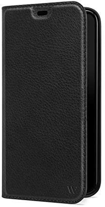 WIIUKA Hülle für iPhone 12/12 Pro Lederhülle, Deutsches Premium Leder, mit Kartenfach, extra Dünn, Handyhülle mit Standfunktion, Tasche Schwarz