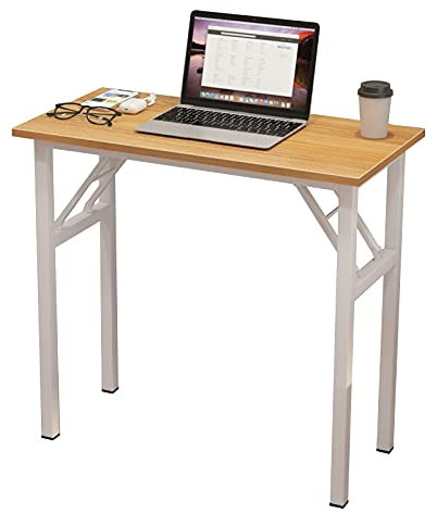 sogesfurniture Tavolo pieghevole, Scrivania da studio per ufficio, Tavolo da pranzo per workstation, Nessuna installazione necessaria, 80x40x75cm, Teak&Bianco BHEU-LP-AC5YW-8040