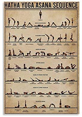 SMWY Retro-Poster DYJ Yoga Hatha Yoga Asana Sequence Leinwand-Kunst-Poster und Wandkunstdruck, modernes Familienschlafzimmer, 60 x 90 cm