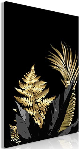 murando - Wandbilder XXL Blatt 80x120 cm 1 tlg - Wand Deko Vlies Leinwand Bilder Groß Wanddeko Wohnzimmer Schlafzimmer Kunstdrucke - Palmblatt Farn Natur Botanik Blätter schwarz