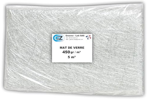 Fibre de verre MAT-450 (Densité 450 gr/m2) 5 m2 pour réparations