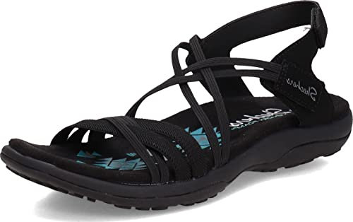 Skechers Reggae Slim-Takes Two, Sandalias Planas Mujer, Black, 38 EU