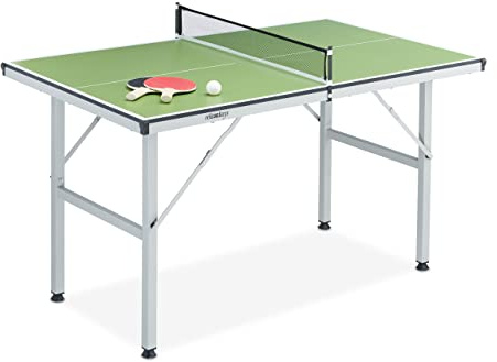 Relaxdays Tischtennisplatte, klappbarer Midsize Tischtennistisch, Indoor, zum Mitnehmen, HxBxT: 71 x 76 x 125 cm, grün