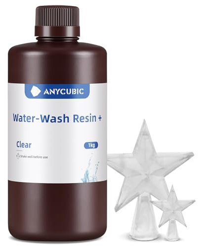 ANYCUBIC Wasser Abwaschbar Resin 2.0, 3D Drucker Resin Water Washable, Anti-Vergilbung, UV Resin 405nm Standard Photopolymer Harz Geringer Geruch für alle LCD 3D Drucker, Transparent 1000g