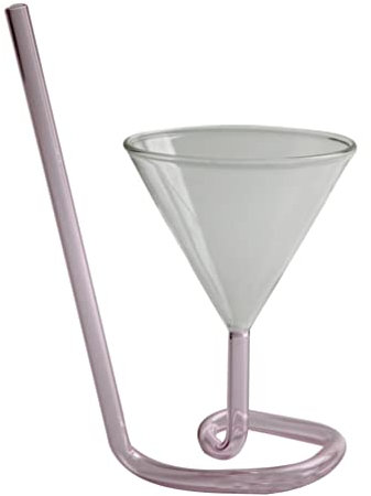 Angoily Rosa Borosilikatglas Spiralweinglas mit Strohhalm, Wein- Hafen- Sipper Die Gl? Cocktailglas Pink Glass Set Weinglas