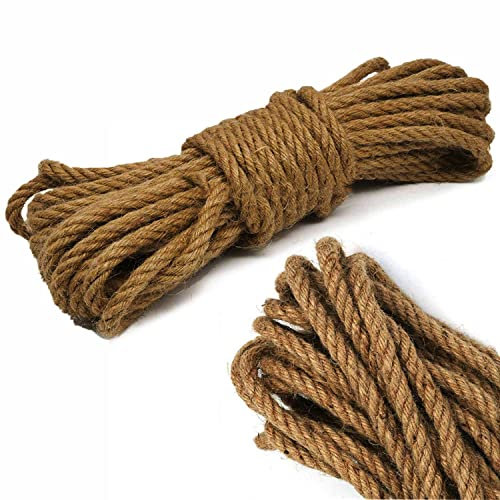 Lang horn Corde de chanvre de 10 m - Corde de jute naturelle et épaisse - Pour le jardinage, l'emballage, la suspension murale, le bricolage, le griffoir pour chat (6 mm)