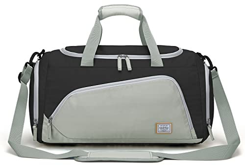 WindTook Sporttasche Damen 35L Fitnesstasche Reisetasche Frauen Trainingstasche Duffel Bag Weekender Schwimmtasche mit Schuhfach Sport Gym Tasche Herren für Sport Fitness, 53x27x27cm,Grau/Schwarz-35L