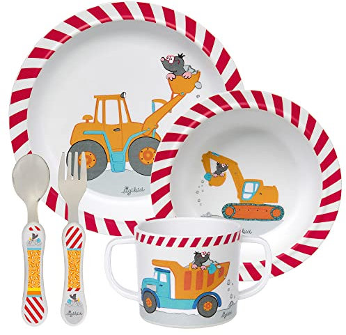 sigikid 25260 Melamin Set, Bodo Bagger Mädchen und Jungen empfohlen ab 36 Monate weiß/rot/gelb