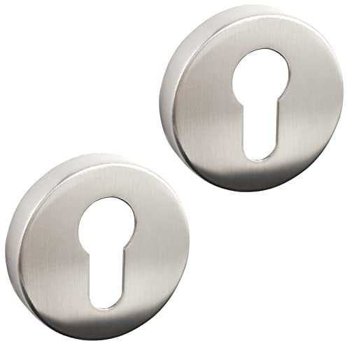 Decoranddecor Pair of Euro Escutcheon Cover Key Rose (Pair of Euro Escutcheon Cover, Brushed Chrome)