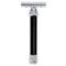 MERKUR Rasierhobel 38B | Barber Pole Glanzchrom/Schwarz | Zweiteiliger Rasierer mit geradem Schnitt | Ideal für Nassrasur | Zinkdruckguss | Messing Griffstück | Made in Germany