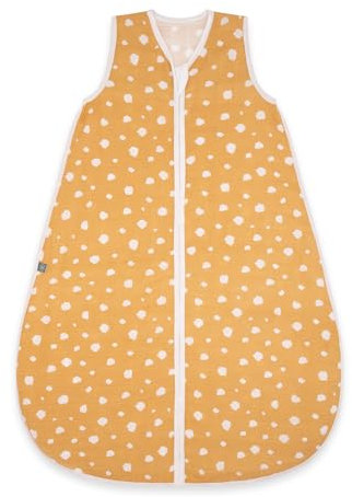 emma & noah Premium Baby Schlafsack Sommer, Bequem & Atmungsaktiv, 100% Bio-Baumwolle, OEKO-TEX Zertifiziert, Flauschig Weich, Bewegungsfreiheit, 0.5 TOG (Punkte Gelb, 80 cm)