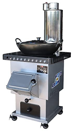 YYUINU Estufa De Leña De Pedestal con Tanque De Agua Caliente, Estufa De Hierro Fundido Multifunción Sin Humo para Calentar Y Cocinar, Portátil con Tubo De Chimenea Y Wok Hecho A Mano,Mobile