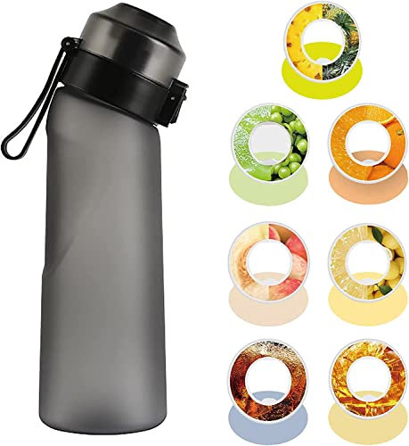 Mysee - Bouteille d'eau de sport sans BPA - 650 ml - Kit de démarrage - Gourde avec 1 dosette au goût fruité - Parfumée pour l’arôme - 0 sucre, 0 calorie - Noir