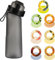 Mysee - Bouteille d'eau de sport sans BPA - 650 ml - Kit de démarrage - Gourde avec 1 dosette au goût fruité - Parfumée pour l’arôme - 0 sucre, 0 calorie - Noir