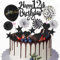 Yunchu Online Happy 12th Birthday Tortendeko Schwarz für Junge Mädchen - Kuchen Topper 12 Jahre - Kuchendeko Cupcake Toppers