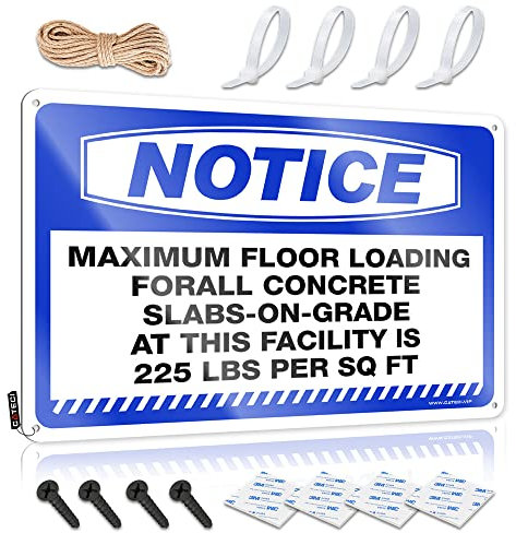 Metallschild Dekor Vintage Hinweis Maximale Bodenbeladung für alle Beton Blechschild Outdoor Willkommensschilder für Veranda Blechschild Metall (Größe: 20 x 30 cm)