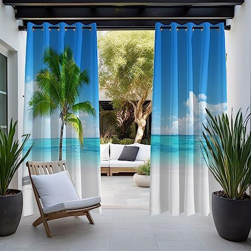 BESTORI Outdoor Vorhang Wetterfest, Wasserdicht Sichtschutz 3D Outdoor Gardine mit Ösen Blickdicht UVschutz Sonnenschutz Vorhang für Balkon Garten Patio, 1 Stück, 264x183cm