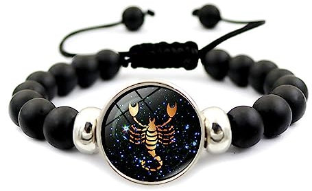 LODMLOER Skorpion-Sternzeichen-Armband Für Damen, 12 Sternzeichen-Armbänder, Leder-Charm-Armbänder Für Damen Und Herren, Modeschmuck-Accessoires Für Ehefrau, Freundin, Skorpion