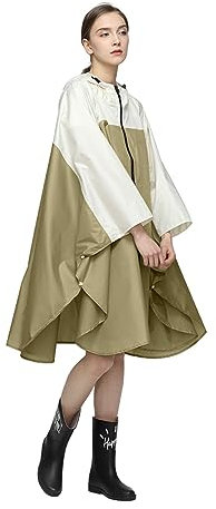 LAMA Mode Regenponcho Unisex Regenmantel Atmungsaktiv Regencape Leicht Regenjacke Regenschutzbekleidung Raincoat als Picknickdecke Sonnensegel für Herren Damen Wandern Camping Reisen, Weiß Olivgrün