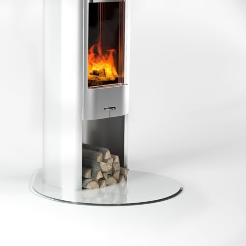 Glasplatte24 Funkenschutzplatte Tropfen für Kaminofen mit Dichtlippe, Glasplatte mit 18mm Facette, Glasbodenplatte Hitzeschutz mit ESG Sicherheitsglas, 110 x 110 cm, Stärke 6mm