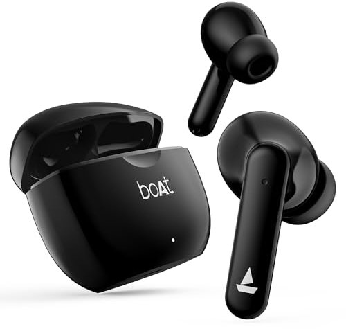 Boat Airdopes 120 Truly Wireless in Ear Ear Buds w/in Ear Detection, 40 hrs Playtime Quad Mics with ENx™ Tech, ASAP™ Charge, IWP™ Tech, Beast™ Mode with 65 ms Low Latency, BTv5.3 & IPX4(Active Black)