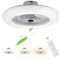 Fiqops Ventilador de Techo con Luz y Control Remoto, Ventiladores de Techo Silencioso 80W, 3 Velocidades, Luz Fría/Neutra/Cálida, para Dormitorio, Sala de Estar
