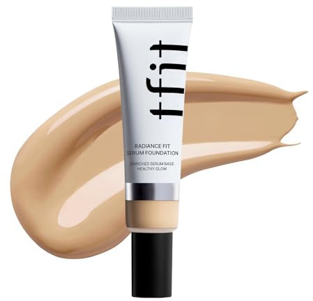 TFIT Radiance Fit Serum Foundation – makellose Deckkraft, taufrisches Finish, langanhaltend, leichtes, koreanisches Make-up, 1,05 oz. (N1.5 Suede, 1,05 oz.)